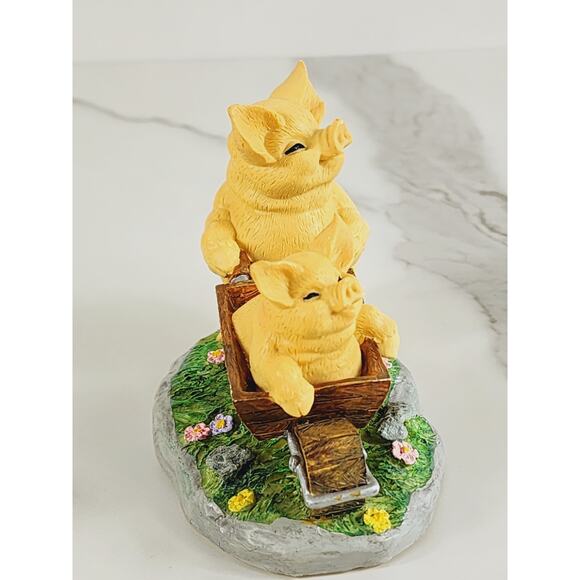 Russ Piglet Pig Piggy On A Cart Truffles Figurine 4" Resin 90s Home Decor Vtg - Picture 11 of 12